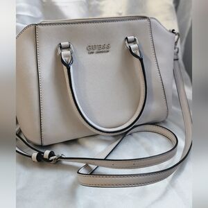 GUESS Structured Saffiano Satchel with Crossbody Strap